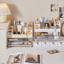 Tabletop Cosmetic Drawer Storage Box, Large Capacity Skincare, Lipstick, Eyebrow Pencil Holder, Multi-Function Makeup Box - Multicolor - View 8