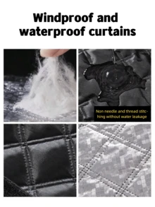 1pc Heat Insulation Blackout Curtain, Winter Windproof Thermal Curtain, Soundproof Insulating Curtain, Summer Bathroom Kitchen Bedroom UV Protection Sunshade, Seal Window, Blackout Soundproof, Easy Installation With Hook And Loop No Drilling Required - One-piece Design - Gray Edging - View 6