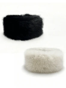 1/2件装时尚仿毛皮发带，弹性宽头巾颈部保暖套，复古保暖护耳套 - 彩色 - 查看 18