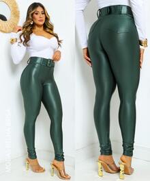 HIGH-WAIST SHAPING LEGGINGS WITH BELT - Army Green - View 2