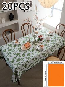 1pc Fresh Spring Rose Jacquard Tablecloth, Green Rose Jacquard Pattern With Shell Edge, Suitable For Spring Atmosphere, Holiday Gatherings, Birthday Parties, Weddings, Dinners, Home Decor, All Seasons - Multicolor - View 14