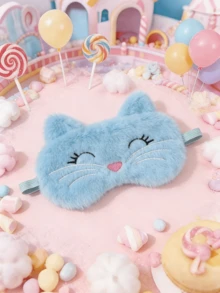 1 pieza Máscara de ojos de peluche suave con elemento de gatito de dibujos animados, suave, cómoda, ayuda a dormir, adecuada para uso diario y como regalo - Multicolor - Ver 4