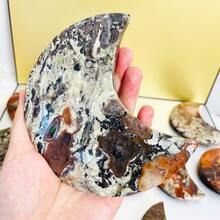 1Set Money Agate Moon With Stand, Large Size Crystal Moon With Holder, Natural Money Agate Stone, Natural Crystal Moon Carving Decoration, For Home Decoration, Gift. - Money Agate - View 6