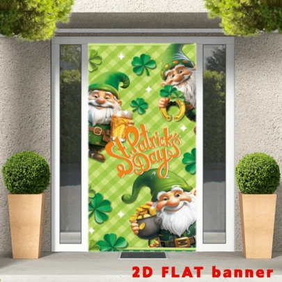Tấm phủ cửa hình máy bay 2D chủ đề Ngày Thánh Patrick với biểu ngữ cỏ ba lá chúc mừng Ngày Thánh Patrick, phông nền treo hình cỏ ba lá màu xanh lá cây, thích hợp cho cửa trước, trong nhà, ngoài trời, các ngày lễ và các bữa tiệc gia đình.