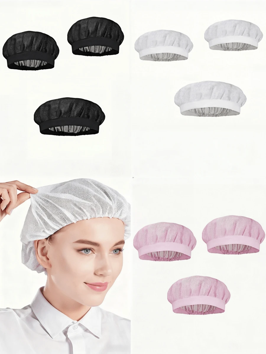 1pcs/3pcs Breathable Mesh Chef Hat Kitchen Cooking Chef Hat Adjustable Food Service Hair Net Reusable Washable Mesh Bouffant Hat (Black) (Pink) (White) - Nhiều màu - Xem 1