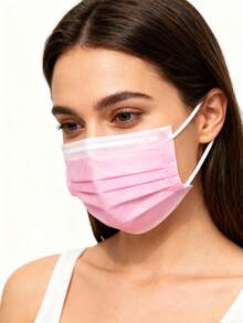 10pcs/50pcs/100pcs/200pcs Set Of Cute Pink Face Masks - Elastic And Breathable Pink Masks Suitable For Women And Teens, Washable, Fashionable Daily Accessory, Stylish Design, Comfortable To Wear - Pink - View 5