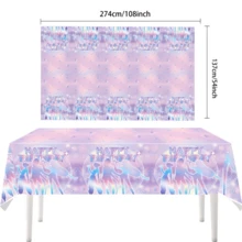 Mattel 96pcs K-Pop Birthday Party Supplies Set - Includes A Complete Set Of Disposable Tableware, With Banner, 108"X54" Tablecloth, 9" And 7" Plates, Cups, Cutlery And Napkins, In A Music-Themed Pink And Purple Color Scheme.