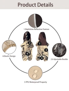 Áo mưa cho chó/mèo cỡ nhỏ và trung bình - Chống thấm nước, chống bụi, chống tia UV (nắng/mưa) | Áo khoác nhẹ phối màu tương phản cho thú cưng 4 chân | Vải TPU chống thấm nước, thoáng khí, có dải phản quang an toàn ban đêm, thiết kế nút tiện lợi, cổ tay và đáy quần co giãn, dây đeo cổ/lưng có thể điều chỉnh | Áo khoác gió cho thú cưng màu kaki/xanh nhạt/tím - Nhiều màu - Xem 5