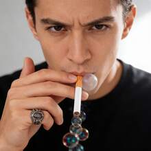 1pc Realistic Cigarette Bubble Metal Tube, Used For Blowing Bubbles, Please Use With Soap Solution. We Do Not Include Soap Solution, Metal Mini Bubble Sticks - One Size Fits All - View 2