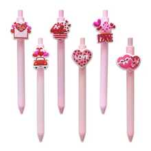 6支粉色气球蝴蝶结造型高档按压式黑色速干笔刷，适合练习，书写流畅，学生中性笔，办公学习用品，新年情人节礼物 - 彩色 - 查看 2