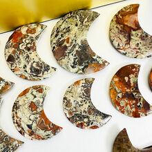 1Set Money Agate Moon With Stand, Large Size Crystal Moon With Holder, Natural Money Agate Stone, Natural Crystal Moon Carving Decoration, For Home Decoration, Gift. - Money Agate - View 5