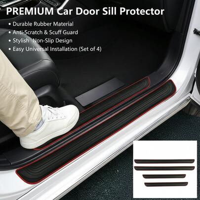 4件套升级您的爱车，使用4件套通用橡胶门槛保护条 - 立即获得最大程度的保护！