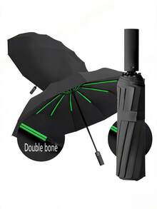 1pc Portable Windproof Double-Canopy Black Umbrella - Valentine's Day Gift: This Is The Perfect Gift For Your Loved One Or Partner, With A Sturdy Structure And Long-Lasting Durability, Ideal For Daily Commuting And Outdoor Activities., Spring Summer Picks, Brides Maid Gifts, Room, Bedroom Decor, Bedroom Decor, Beach, Travel, For Men, For Women, Vacation,Women's Day,Travel Essentials,Wedding Favours,Y2k,Bedroom,Car Accessories Women,Kitchen Decor - Multicolor - View 4