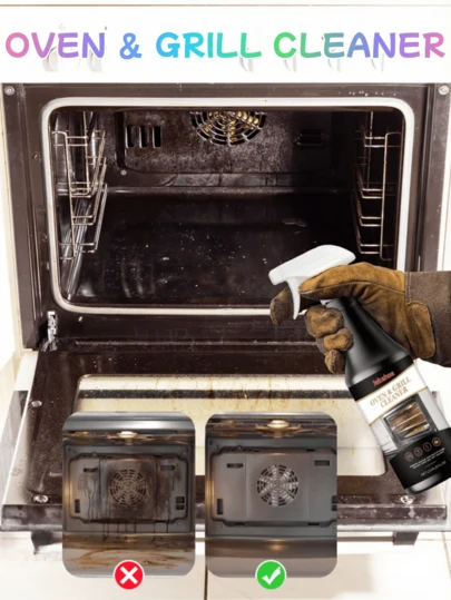 jakehoe 烤箱清洁剂；除油喷雾；烤箱清洁喷雾，设计用于均匀覆盖和彻底清洁，适用于各种烤箱材质。