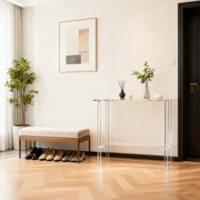 2-Tier Transparent Acrylic Console Table, Modern Narrow Side Table, Unique Minimalist Design, Suitable For Living Room, Hallway, Entryway - Multicolor - View 6