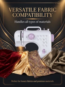 SOKANY 这款迷你便携式电动缝纫机内置12种缝纫花样和2档可调速度。它采用USB供电，配有适配器，设计紧凑，包含脚踏板和自动穿线器，非常适合初学者使用。它适用于家庭使用、旅行和DIY手工制作。 - 白色 - 查看 10