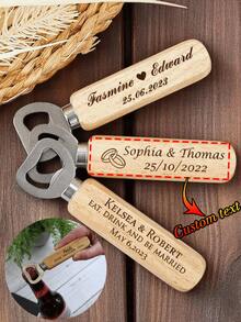 1/5/10/20/50/80/100pcs Customized Text/Logo Wooden Bottle Opener, Bulk Wedding Guest Favors, Personalized Groomsmen Gifts, Party Favors, Business Promotional Items, Father's Day Gifts, Halloween, Christmas Gifts, Beer Bottle Opener, Personalized Wooden Handle Bottle Opener Birthday Gift, Kitchen Gadget - Apricot - View 10