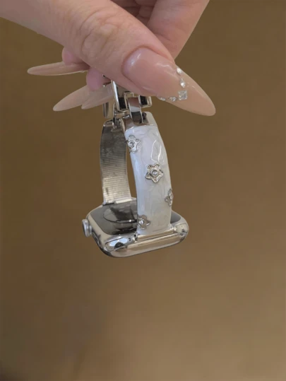 Floral Leather Watch Band, Fits 38/40/41/42/44/45/46/49mm Watch Dial Sizes, Compatible With Ultra/SE10/9/8/7/6/5/4/3/2/1 Series