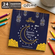 Sách tô màu Ramadan "Cuộc sống tươi đẹp của Ramadan", bao gồm những hình minh họa dễ thương và sống động, 24 trang giấy dày, tô màu để thư giãn, món quà lý tưởng, đồ trang trí, đồ dùng văn phòng phẩm cho tháng Ramadan, kích thước 7.9x7.9 inch. - Nhiều màu - Xem 10