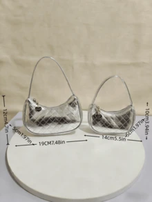 1. Children's Diamond Grid Handbag, Available In Small And Large Sizes - Large Size Can Fit Phones, Spring/Autumn New Style Bag, Half-Round Little Girl Fashion Small Bag, Princess Bag, Girls' Coin Purse, Fashionable Mini Bag, Super Cute Handbag, Christmas Gift, Birthday Gift, Candy Bag, Lipstick Bag, Personalized Small Bag, Street Snack Bag, Accessory Small Bag, Bag, Runway Bag - A - View 4