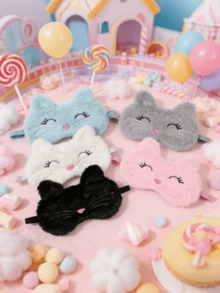 1 pieza Máscara de ojos de peluche suave con elemento de gatito de dibujos animados, suave, cómoda, ayuda a dormir, adecuada para uso diario y como regalo - Multicolor - Ver 14