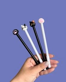 Kit 1/2/4 peças canetas gato gatinhos esferográfica Ponta fina Caneta Fofa esccolar - 2 unid - Visão 3