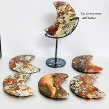 1Set Money Agate Moon With Stand, Large Size Crystal Moon With Holder, Natural Money Agate Stone, Natural Crystal Moon Carving Decoration, For Home Decoration, Gift. - Money Agate - View 13