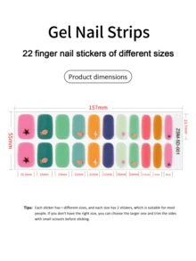 新款5D无胶免热凝胶美甲贴纸，饰有蝴蝶结和心形图案。无需光源的UV美甲贴纸。 - 彩色 - 查看 4