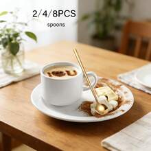 2/4/8 st långa glassskedar i rostfritt stål, kafferörare, cocktailskedar - Guld - Visa 5