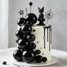 20 piezas Bolas decorativas negras para pasteles, decoraciones para cupcakes DIY, bolas de espuma para decorar pasteles, para bodas, cumpleaños, aniversarios, despedidas de soltero, carnavales, fiestas, celebraciones de inauguración de casa y suministros para decorar pasteles - Negro - Ver 4