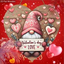 1pc 2D Flat Cute Heart-Shaped Wooden Sign Board, Powered-Free, Made Of Wood, For Door Wall Decor, Valentine's Day Decoration, Suitable For 11 Holidays, Easy To Hang Love Plaque For Home And Door Decoration - Multicolor - View 5