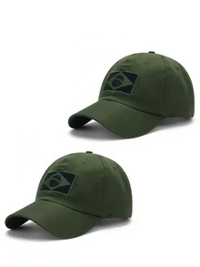 Brazil Flag Camouflage Tactical Military Army Men's Patriot Cap Black Beige Navy Blue Cotton - màu xanh lá - Xem 4