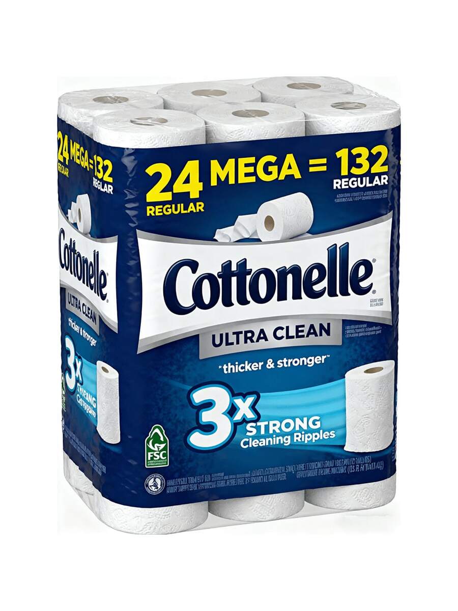 ⭐Mother's Day Cottonelle Ultra Clean Toilet Paper,24 Family Mega Rolls = 132 Regular Rolls,9 Mega Rolls = 36 Regular Rolls,4 Extra Large Rolls (Equivalent To 16 Regular Rolls) - Ultra Clean Care With A Wavy Texture, Effectively Cleans, Septic TankSafe And Clog-Proof, Soft And Strong, Value Pack. Cottonelle Toilet Paper, Extra Large Rolls, Septic TankSafe Paper, Clog-Proof, Soft And Strong, Ultra Clean Texture, Flushable Toilet Paper,Packaging May Vary - 多色 - 查看 1