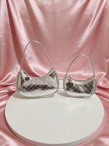 1. Children's Diamond Grid Handbag, Available In Small And Large Sizes - Large Size Can Fit Phones, Spring/Autumn New Style Bag, Half-Round Little Girl Fashion Small Bag, Princess Bag, Girls' Coin Purse, Fashionable Mini Bag, Super Cute Handbag, Christmas Gift, Birthday Gift, Candy Bag, Lipstick Bag, Personalized Small Bag, Street Snack Bag, Accessory Small Bag, Bag, Runway Bag - A - View 3