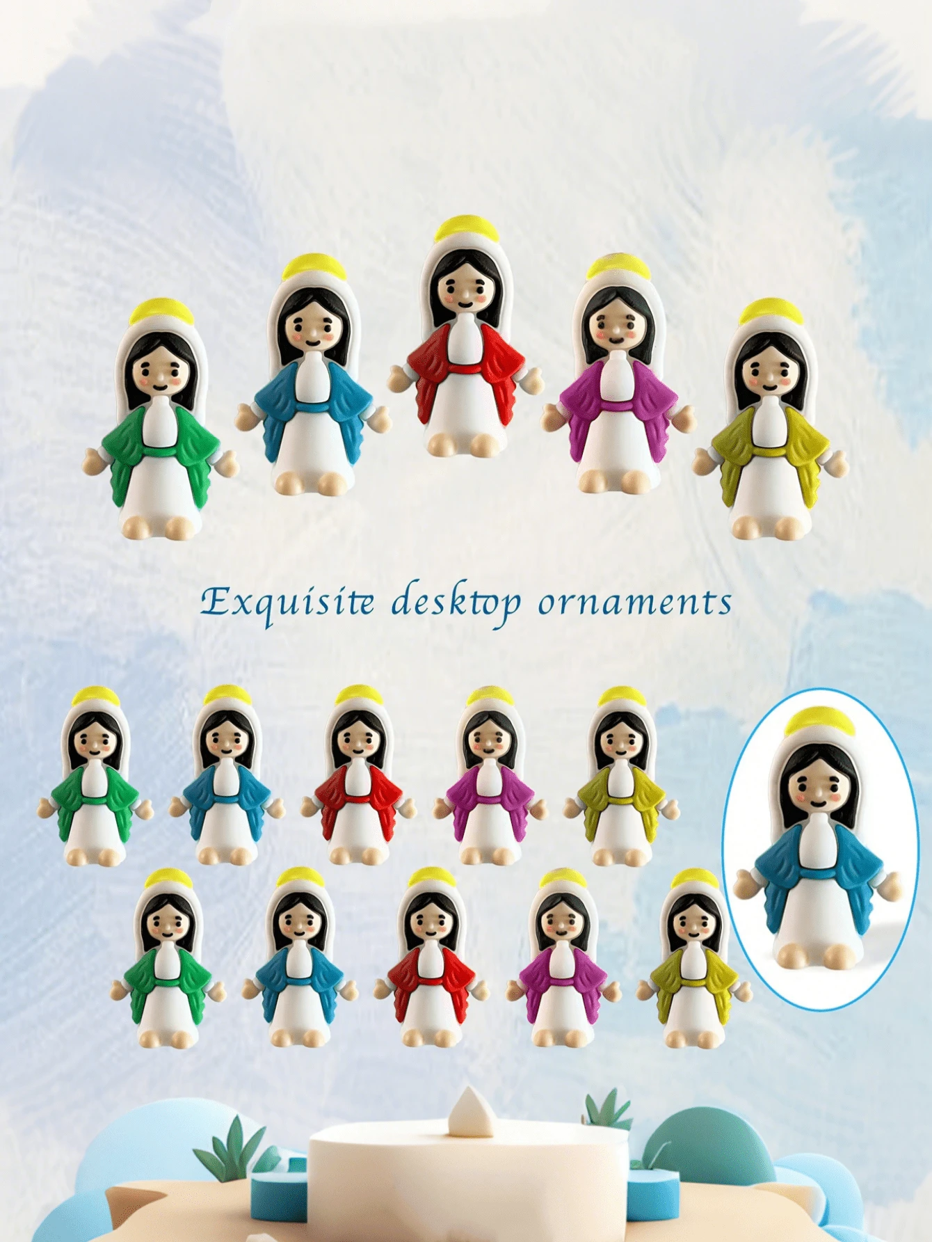 50pcs/Of Mini Colorful Virgin Mary Party Gifts - Religious Gift Filler, Religious Festival, Easter Easter Decoration Items, Tabletop Virgin Mary Figurine Decorative Items, Mini Statue Dolls, Classic Religious-Themed Treasure Hunt Game Props, Suitable For Sunday Easter Egg Fillers And Baptism Gifts, Seasonal Decorations, Universal Holiday Ornaments - Multicolor - View 1