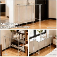 2-Tier Transparent Acrylic Console Table, Modern Narrow Side Table, Unique Minimalist Design, Suitable For Living Room, Hallway, Entryway - Multicolor - View 4