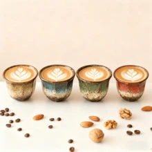 Vintage Reactive Glaze Coffee Cup Set, Octagonal Mugs, Japanese-Style Breakfast Cups, High-Quality Ceramic Tea Cups For Office - Multicolor - View 5