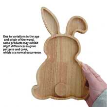 1pc Wooden Rabbit Shaped Easter Bunny Cutting Board, Cheese Board, Serving Tray, Holiday Salad Plate, Fruit Platter - Multicolor - View 12
