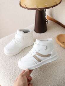 1双儿童高帮运动鞋，时尚学生休闲软底鞋，男女童均适用，冬季款 - 卡其色 - 查看 3