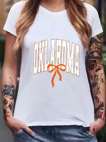 Oklahoma Tshirt O Camiseta| Gingerham State Pride Tee| Camiseta Del Día Del Juego| El South Graphic Tee| Regalo De Oklahoma Para Ella Camiseta - Blanco - Ver 2