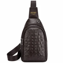 2026 New Business Crocodile Pattern Crossbody Bag, Multi-Compartment Large Capacity Shoulder Bag, PU Material, Multifunctional Waist Bag, Retro-Style Crossbody Bag, Unisex, Suitable For Daily Outings And Business Meetings, Sturdy And Durable, High-Quality Texture - 棕色 - 查看 7