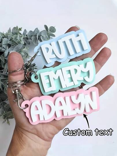 Customized Acrylic Keychain & Bag Tag - Personalized With Name, Soft Colors, Lightweight & Durable Design, Suitable For Backpacks, Diaper Bags, New Mom Gifts, Cheerleader Accessories, Holiday Gifts, Gifts For Family And Friends