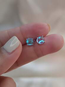 1对女士优雅性感925镀银月光石耳钉，不含镍，简约风格，休闲时尚，低过敏性，日常佩戴耳夹耳环，生日礼物 - 銀色 - 查看 2