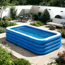 1个豪华可折叠便携式多层充气游泳池，适合成人和家庭使用 - 耐用加厚PVC材质，非常适合在花园、后院或屋顶进行水上娱乐活动 - 彩色 - 查看 12