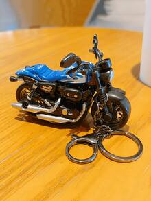 1个酷炫合金摩托车造型钥匙扣，创意汽车钥匙链吊坠，包包挂饰，独特情侣礼物，可活动 - 彩色 - 查看 2