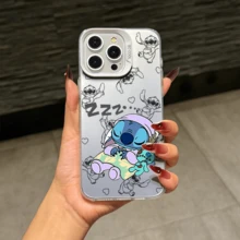 Disney Lilo & Stitch Angel Series  Case, Cute Cartoon Anime Design, Suitable For  17, 16, 15, 14, 13, 12, 11 Pro Max, XS, XR And X, Features A Reflective Back And Shockproof Corners. Perfect As A Birthday Gift, Holiday Gift, Or Valentine's Day Gift. - Pink - View 9