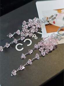 1对柔软甜美的流苏耳环，精致百搭，粉色 - 1對流蘇粉紅色耳飾 - 查看 8