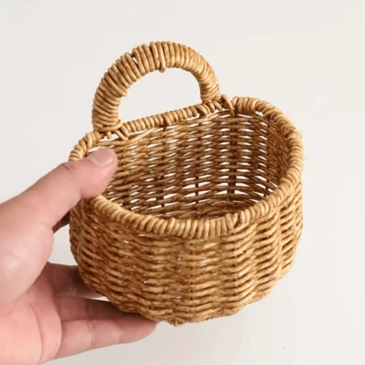 1/2pcs Rustic Rattan Wall Hanging Basket, Multipurpose Open Storage Rack, Handwoven Hanging Organizer Basket For Kitchen, Bathroom, Bedroom Decor, Kitchen Storage Basket, Durable Handcraft, Large Capacity, Suitable For Kitchen Storage, Kitchen Decor, Floral Display, Farmhouse Home Decor, Room Decor, Wall Storage, Living Room Storage, Entryway Storage, Key Storage, Bathroom Storage, Outdoor Patio Decor, Garden Decor