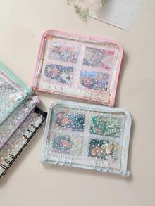A5 Sticker Storage & Organization Album, Reusable Zipper Photo Album With Transparent Laser Star Cover, Pocket Pages, Suitable For Diaries, Student & Office Supplies, Great For Storing Stickers And Small Accessories - Multicolor - View 6