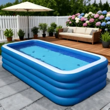 1个豪华可折叠便携式多层充气游泳池，适合成人和家庭使用 - 耐用加厚PVC材质，非常适合在花园、后院或屋顶进行水上娱乐活动 - 彩色 - 查看 11